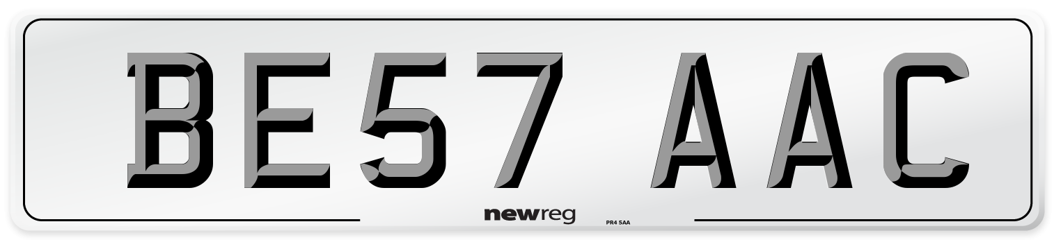 BE57 AAC Number Plate from New Reg
